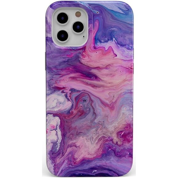 Casely iPhone 12 Pro MagSafe Case Raised Edges Slim Swirl Tie-dye Pink & Purple - Picture 1 of 4